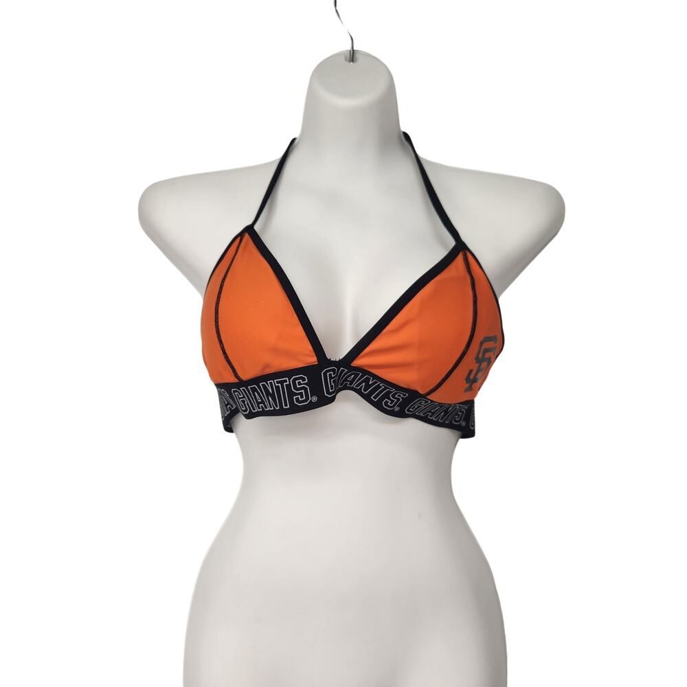 MLB San Francisco Giants Logo Orange Black Triangle Bikini Top Women's L